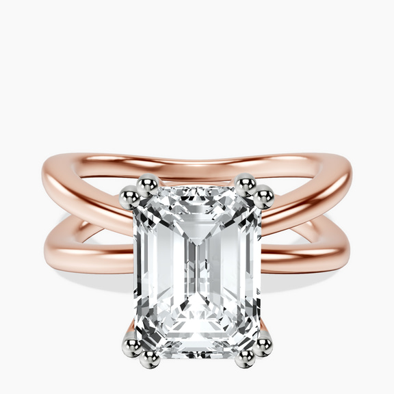 10kt Rose Gold Stella Criss Cross Solitaire Lab Diamond Ring front image