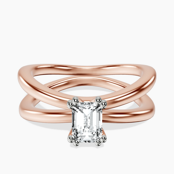 10kt Rose Gold Stella Criss Cross Solitaire Lab Diamond Ring front image