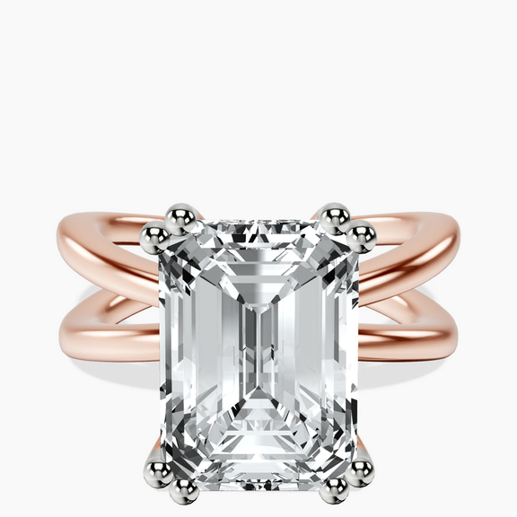 10kt Rose Gold Stella Criss Cross Solitaire Lab Diamond Ring front image