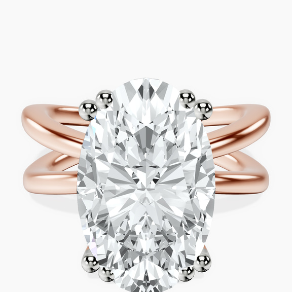 10kt Rose Gold Stella Criss Cross Solitaire Lab Diamond Ring front image