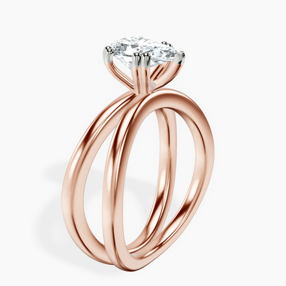 10kt Rose Gold Stella Criss Cross Solitaire Lab Diamond Ring standing product image one