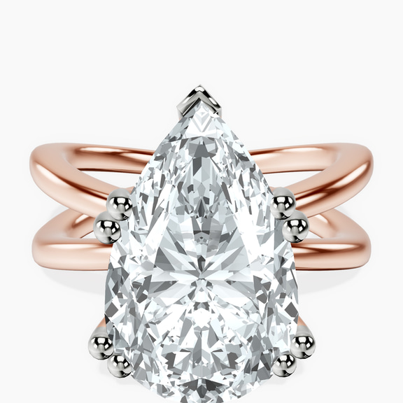 14kt Rose Gold Stella Criss Cross Solitaire Lab Diamond Ring front image