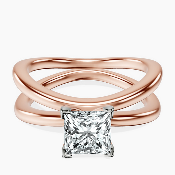 10kt Rose Gold Stella Criss Cross Solitaire Lab Diamond Ring front image
