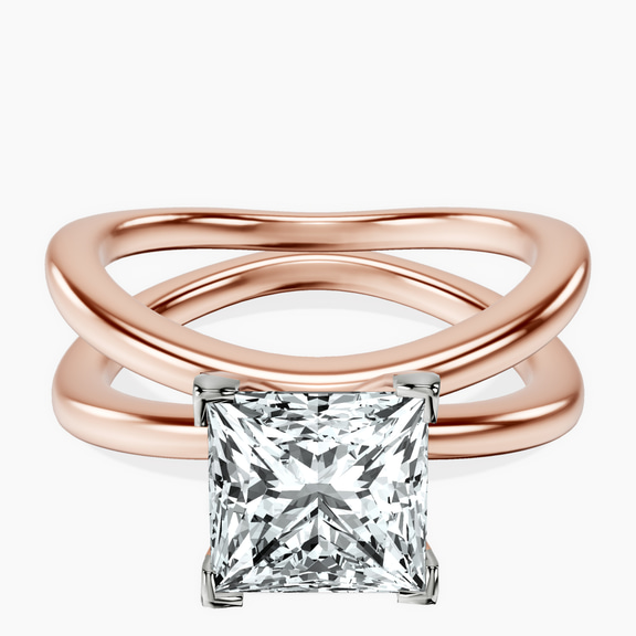 10kt Rose Gold Stella Criss Cross Solitaire Lab Diamond Ring front image