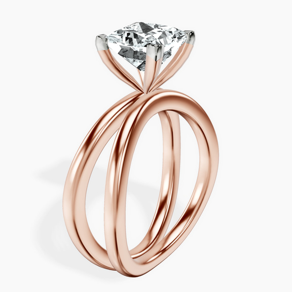 10kt Rose Gold Stella Criss Cross Solitaire Lab Diamond Ring standing product image one