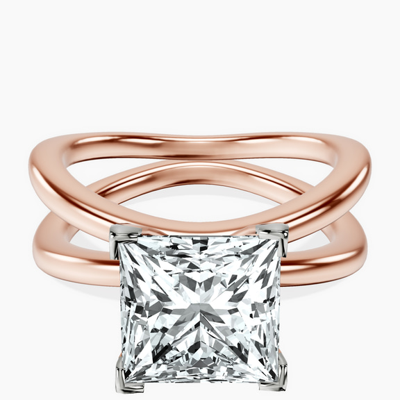 10kt Rose Gold Stella Criss Cross Solitaire Lab Diamond Ring front image