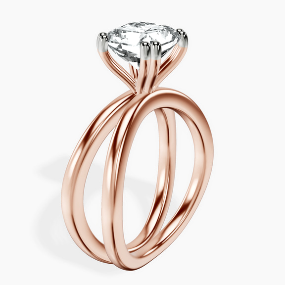 10kt Rose Gold Stella Criss Cross Solitaire Lab Diamond Ring standing product image one