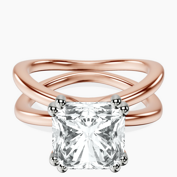 18kt Rose Gold Stella Criss Cross Solitaire Lab Diamond Ring front image