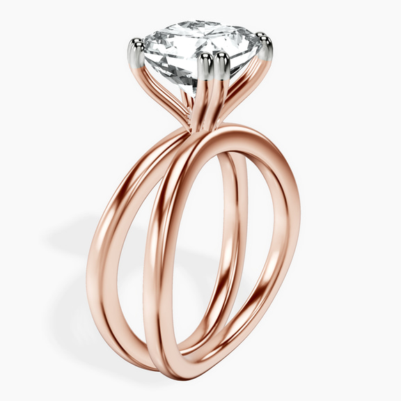 18kt Rose Gold Stella Criss Cross Solitaire Lab Diamond Ring standing product image one