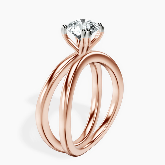 10kt Rose Gold Stella Criss Cross Solitaire Lab Diamond Ring standing product image one