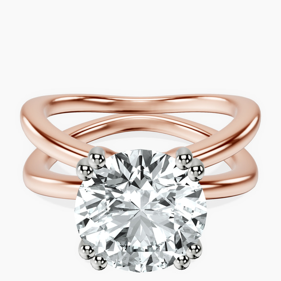 10kt Rose Gold Stella Criss Cross Solitaire Lab Diamond Ring front image