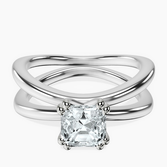 14kt White Gold Stella Criss Cross Solitaire Lab Diamond Ring front image
