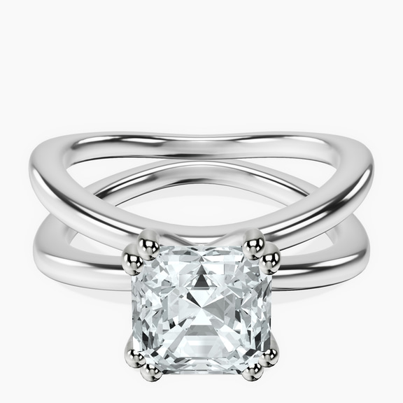 14kt White Gold Stella Criss Cross Solitaire Lab Diamond Ring front image