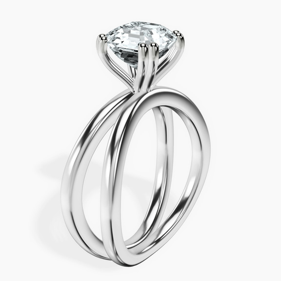 14kt White Gold Stella Criss Cross Solitaire Lab Diamond Ring standing product image one