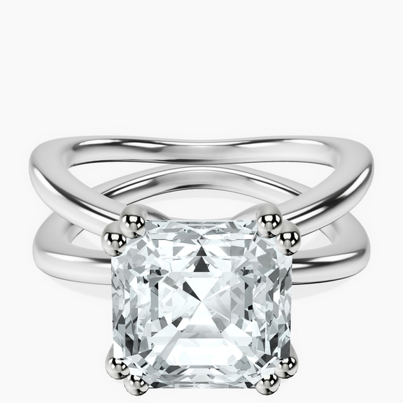14kt White Gold Stella Criss Cross Solitaire Lab Diamond Ring front image