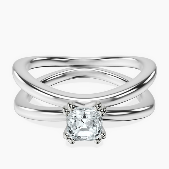 14kt White Gold Stella Criss Cross Solitaire Lab Diamond Ring front image