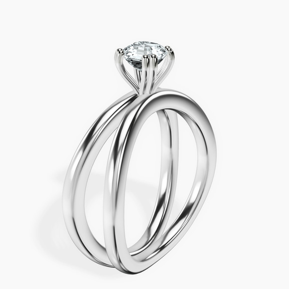 14kt White Gold Stella Criss Cross Solitaire Lab Diamond Ring standing product image one