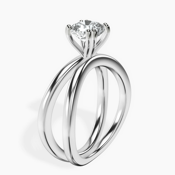 14kt White Gold Stella Criss Cross Solitaire Lab Diamond Ring standing product image one