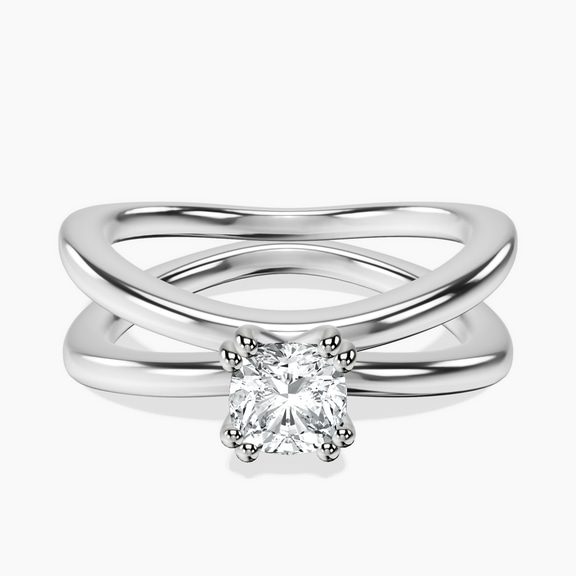 14kt White Gold Stella Criss Cross Solitaire Lab Diamond Ring front image
