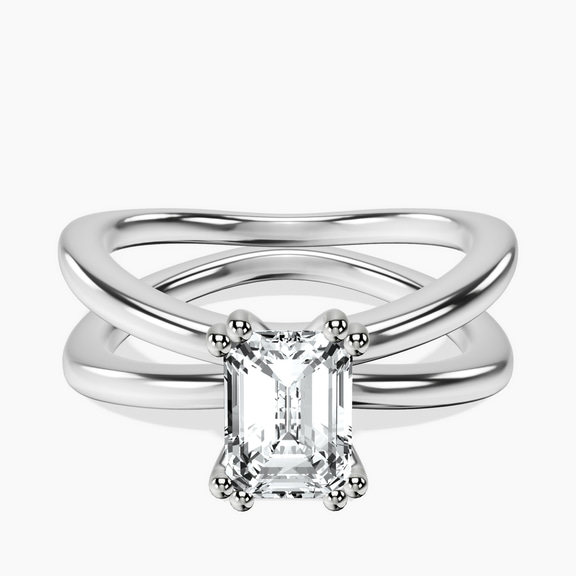 14kt White Gold Stella Criss Cross Solitaire Lab Diamond Ring front image
