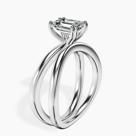 14kt White Gold Stella Criss Cross Solitaire Lab Diamond Ring standing product image one