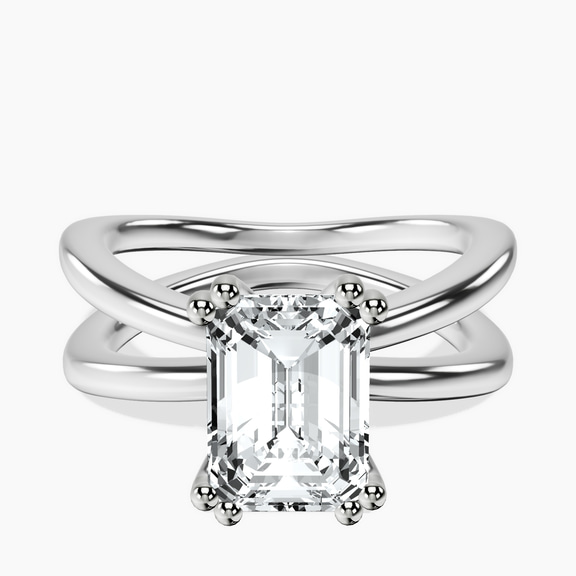 14kt White Gold Stella Criss Cross Solitaire Lab Diamond Ring front image