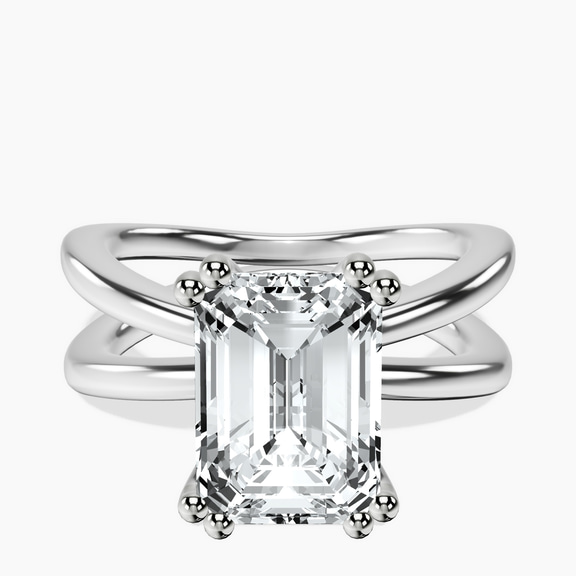 14kt White Gold Stella Criss Cross Solitaire Lab Diamond Ring front image