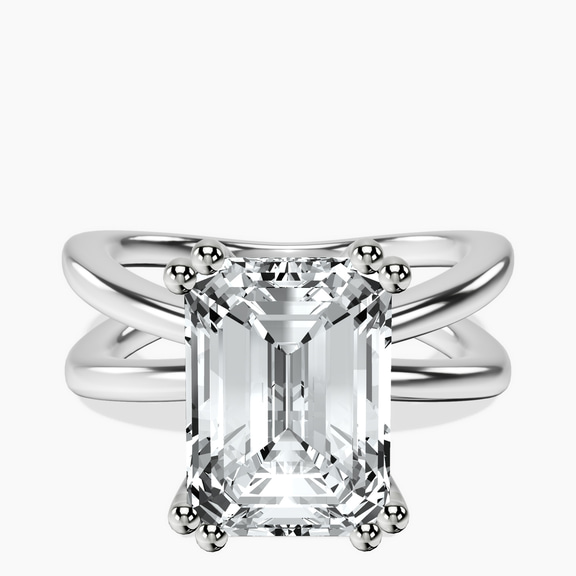 14kt White Gold Stella Criss Cross Solitaire Lab Diamond Ring front image