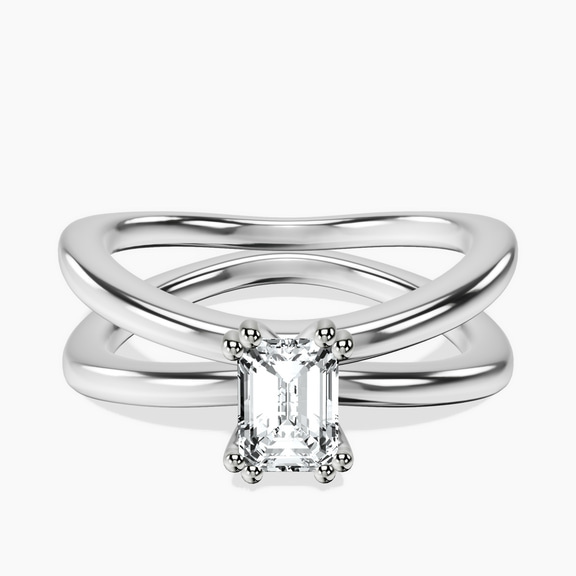14kt White Gold Stella Criss Cross Solitaire Lab Diamond Ring front image