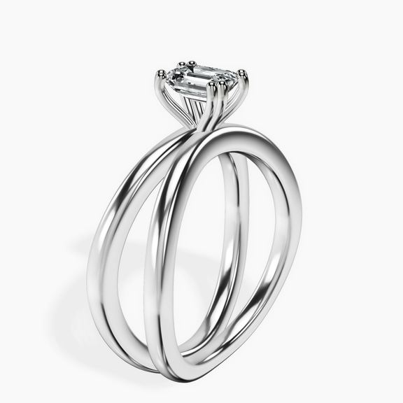 14kt White Gold Stella Criss Cross Solitaire Lab Diamond Ring standing product image one
