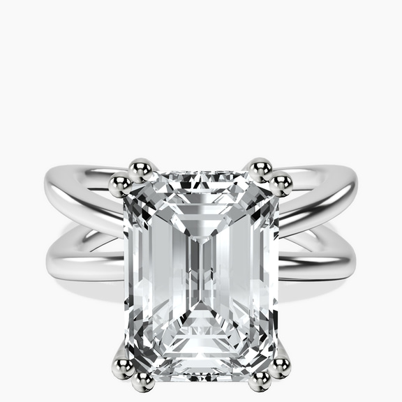 14kt White Gold Stella Criss Cross Solitaire Lab Diamond Ring front image