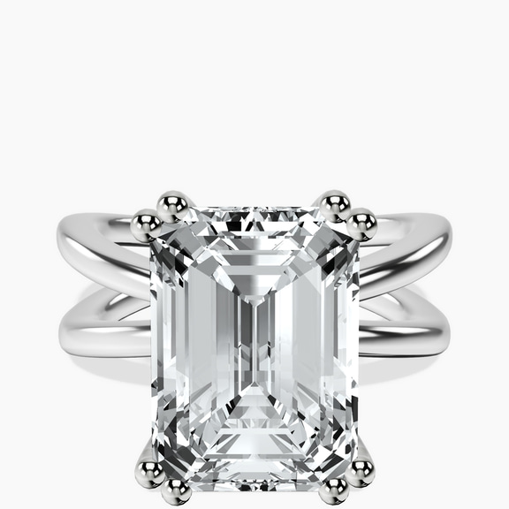 14kt White Gold Stella Criss Cross Solitaire Lab Diamond Ring front image