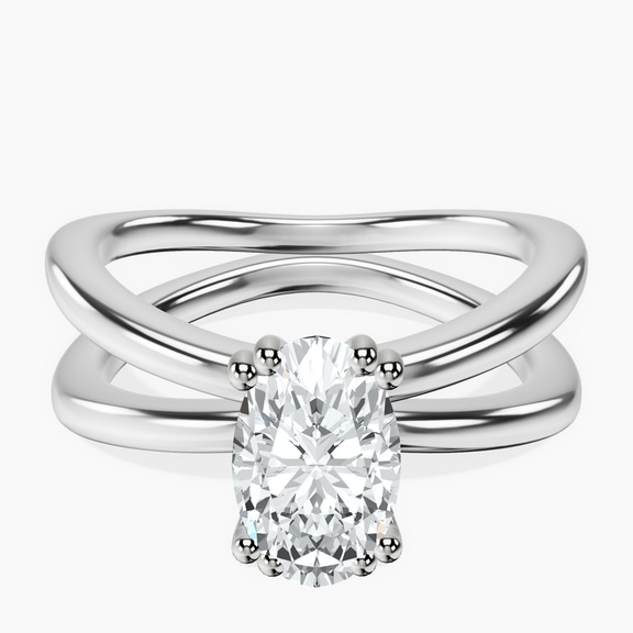 14kt White Gold Stella Criss Cross Solitaire Lab Diamond Ring front image