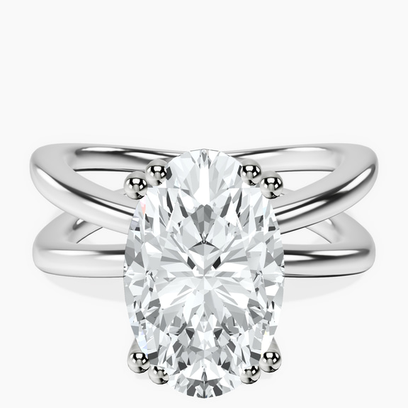 14kt White Gold Stella Criss Cross Solitaire Lab Diamond Ring front image