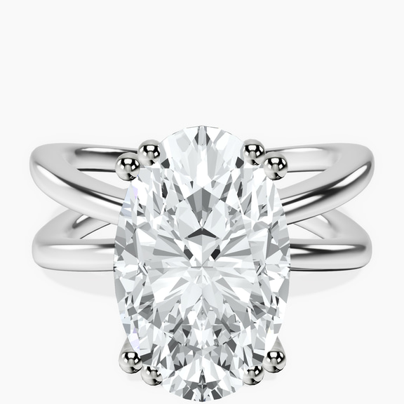 14kt White Gold Stella Criss Cross Solitaire Lab Diamond Ring front image