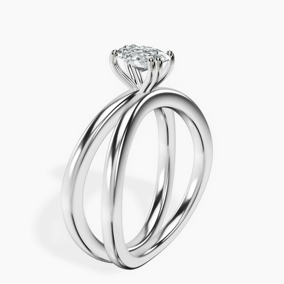 14kt White Gold Stella Criss Cross Solitaire Lab Diamond Ring standing product image one