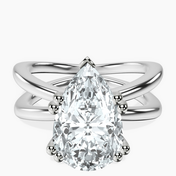 14kt White Gold Stella Criss Cross Solitaire Lab Diamond Ring front image