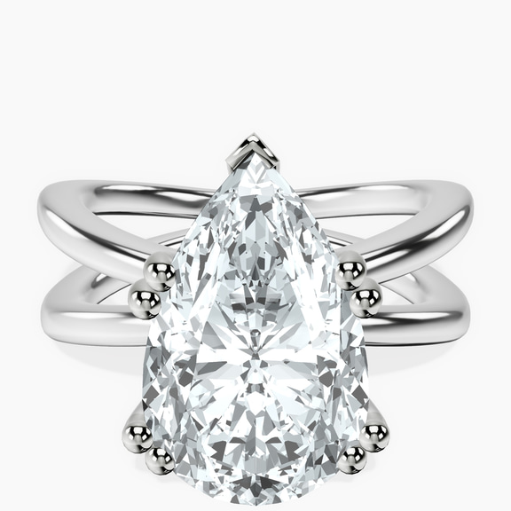 14kt White Gold Stella Criss Cross Solitaire Lab Diamond Ring front image