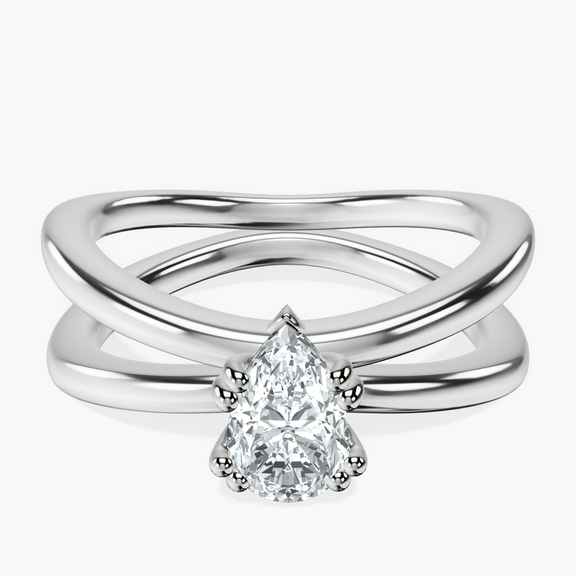 14kt White Gold Stella Criss Cross Solitaire Lab Diamond Ring front image