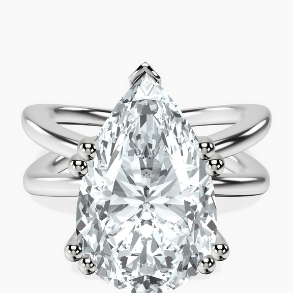 14kt White Gold Stella Criss Cross Solitaire Lab Diamond Ring front image