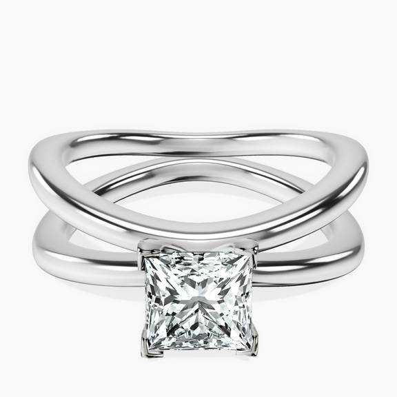14kt White Gold Stella Criss Cross Solitaire Lab Diamond Ring front image