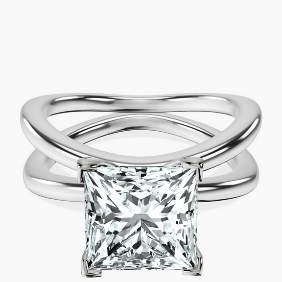 14kt White Gold Stella Criss Cross Solitaire Lab Diamond Ring front image