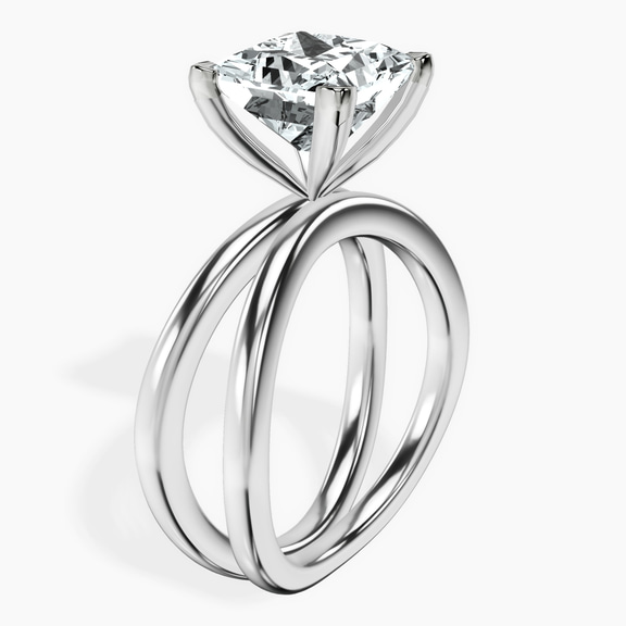 14kt White Gold Stella Criss Cross Solitaire Lab Diamond Ring standing product image one