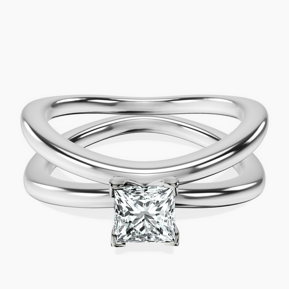 14kt White Gold Stella Criss Cross Solitaire Lab Diamond Ring front image
