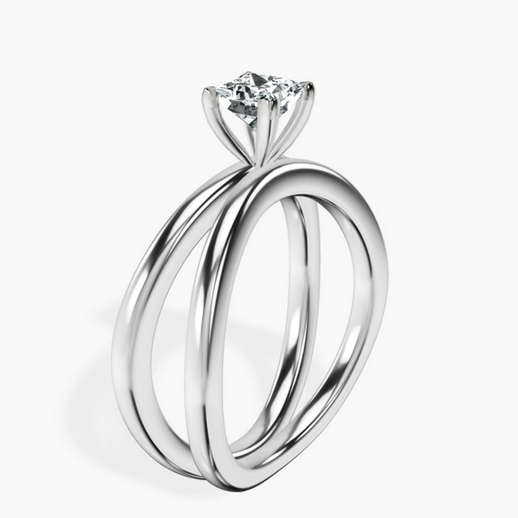 14kt White Gold Stella Criss Cross Solitaire Lab Diamond Ring standing product image one