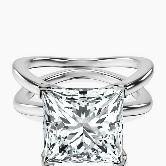 14kt White Gold Stella Criss Cross Solitaire Lab Diamond Ring front image