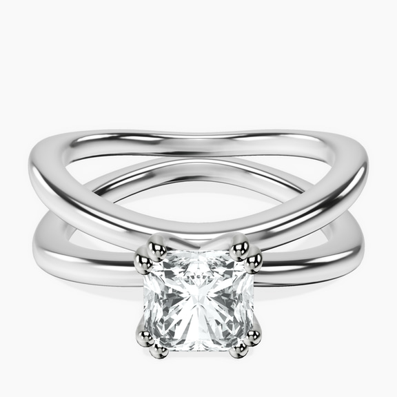 14kt White Gold Stella Criss Cross Solitaire Lab Diamond Ring front image