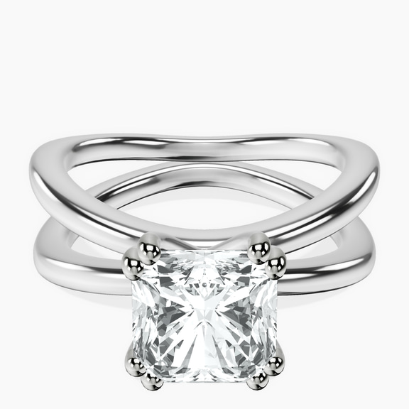 14kt White Gold Stella Criss Cross Solitaire Lab Diamond Ring front image
