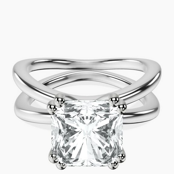 14kt White Gold Stella Criss Cross Solitaire Lab Diamond Ring front image