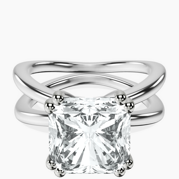 14kt White Gold Stella Criss Cross Solitaire Lab Diamond Ring front image